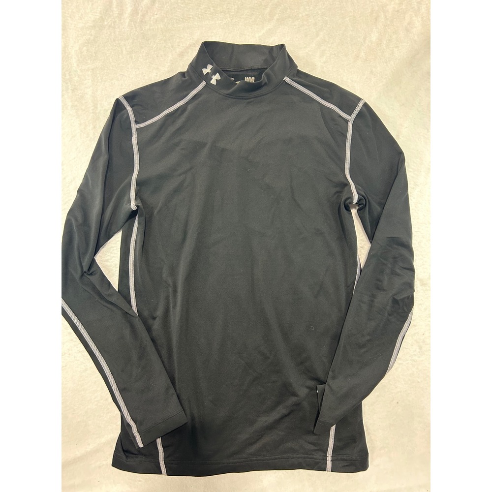 Under Armour ColdGear Compression Shirt Mens Large Black Mock Neck Long Sleeve